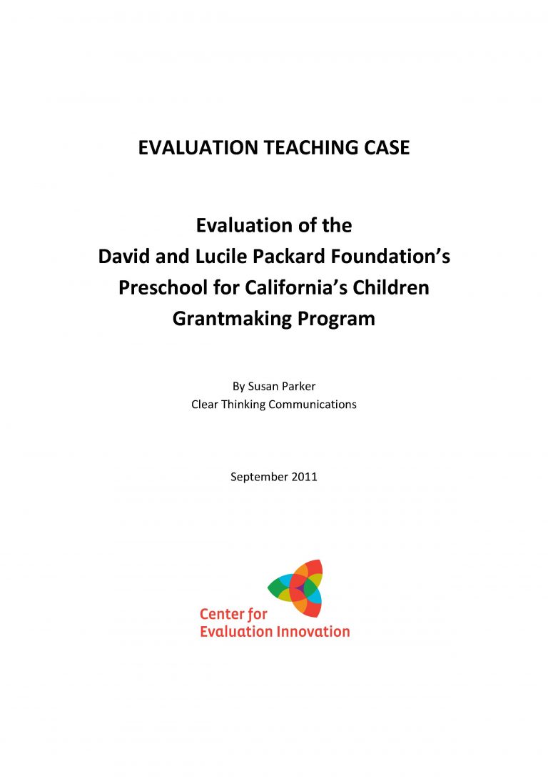 Teaching Case - Evaluation of Preschool for California's Children Grantmaking Program